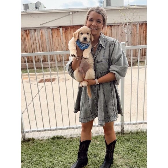 Women's Denim Dress Casual Long Sleeve Button Front A-Line Babydoll - Picture 2 of 5